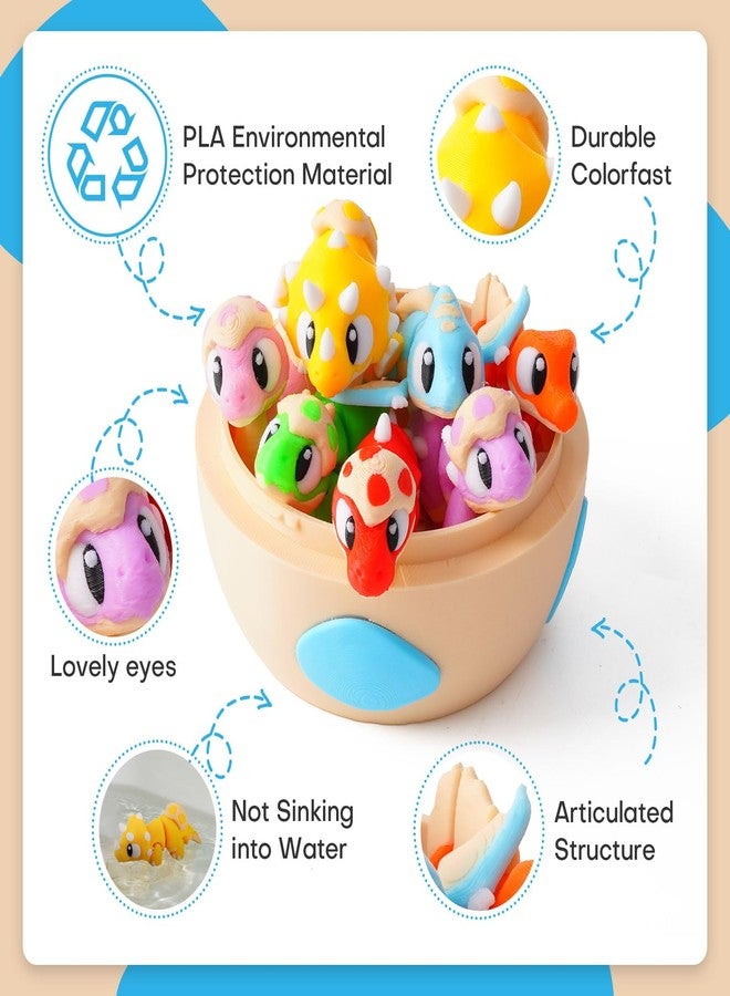 SYEFKJSA 7PCS 3D Printed Mini Dinosaur Eggs Set with Dinosaur Inside, 3D Printed Animal Statues, Articulated Flexible Fidget Toys, Home Office Desk Decoration & Display, Easter Basket Essentials Stuffers - Image 4